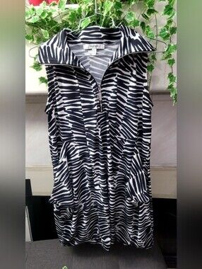 Sympli Black & White Zebra-Print Sleeveless Swim Coverup